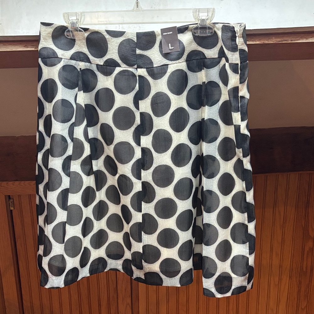 The Limited Black and Cream Polka Dot A-Line Skirt